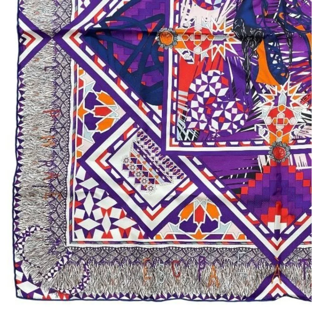 Christian Dior Stole Shawl Scarf Accessories Small Silk Pattern Purple Multicolo